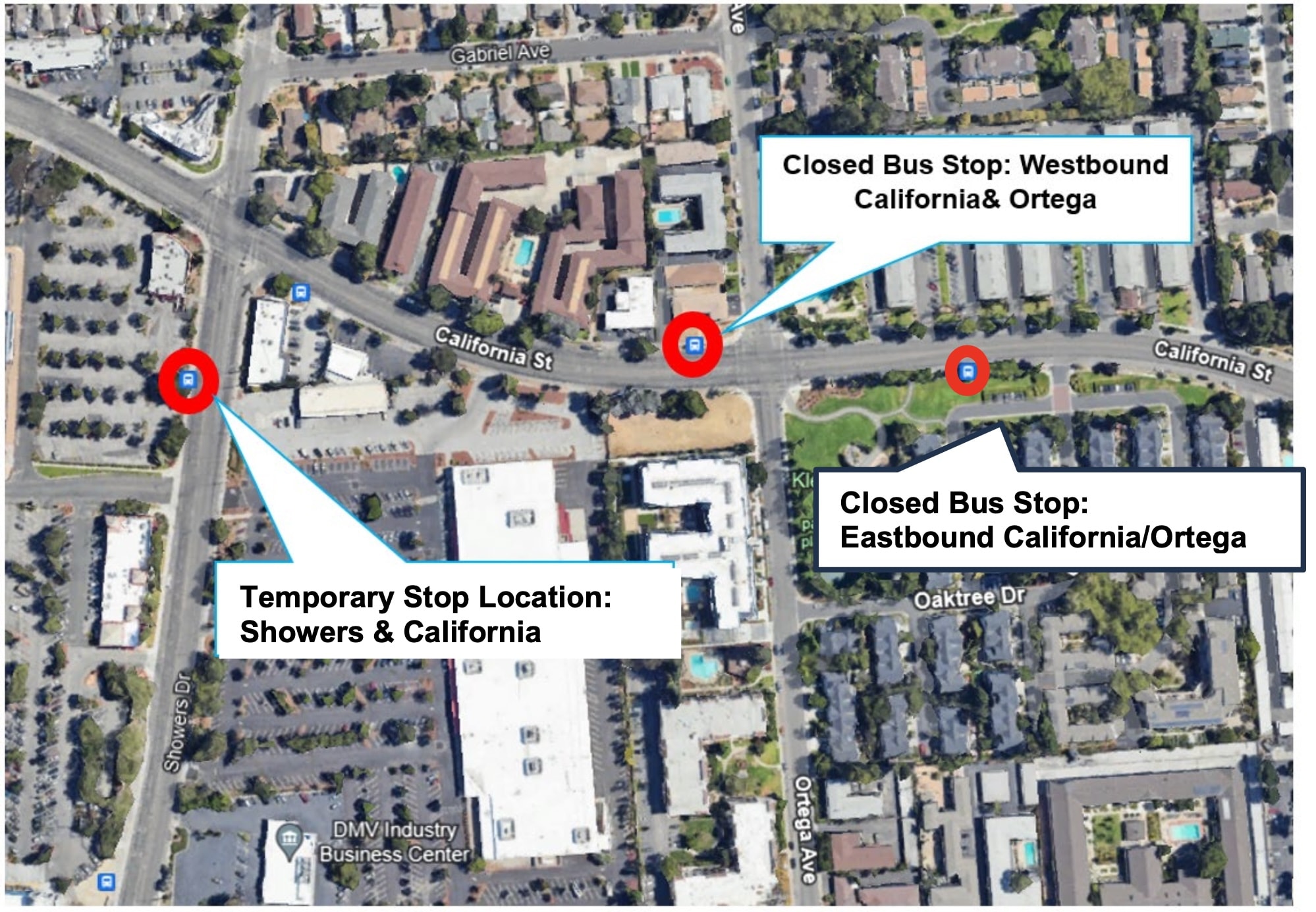 Temporary Stop Closure at California/Ortega
