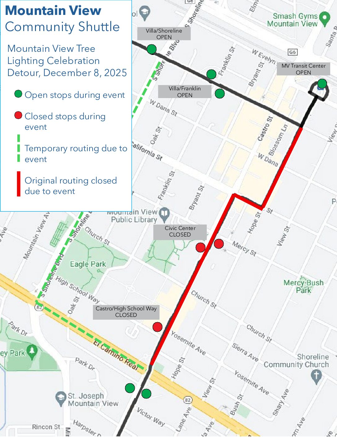 Temporary Stop Closures for the Tree Lighting Celebration